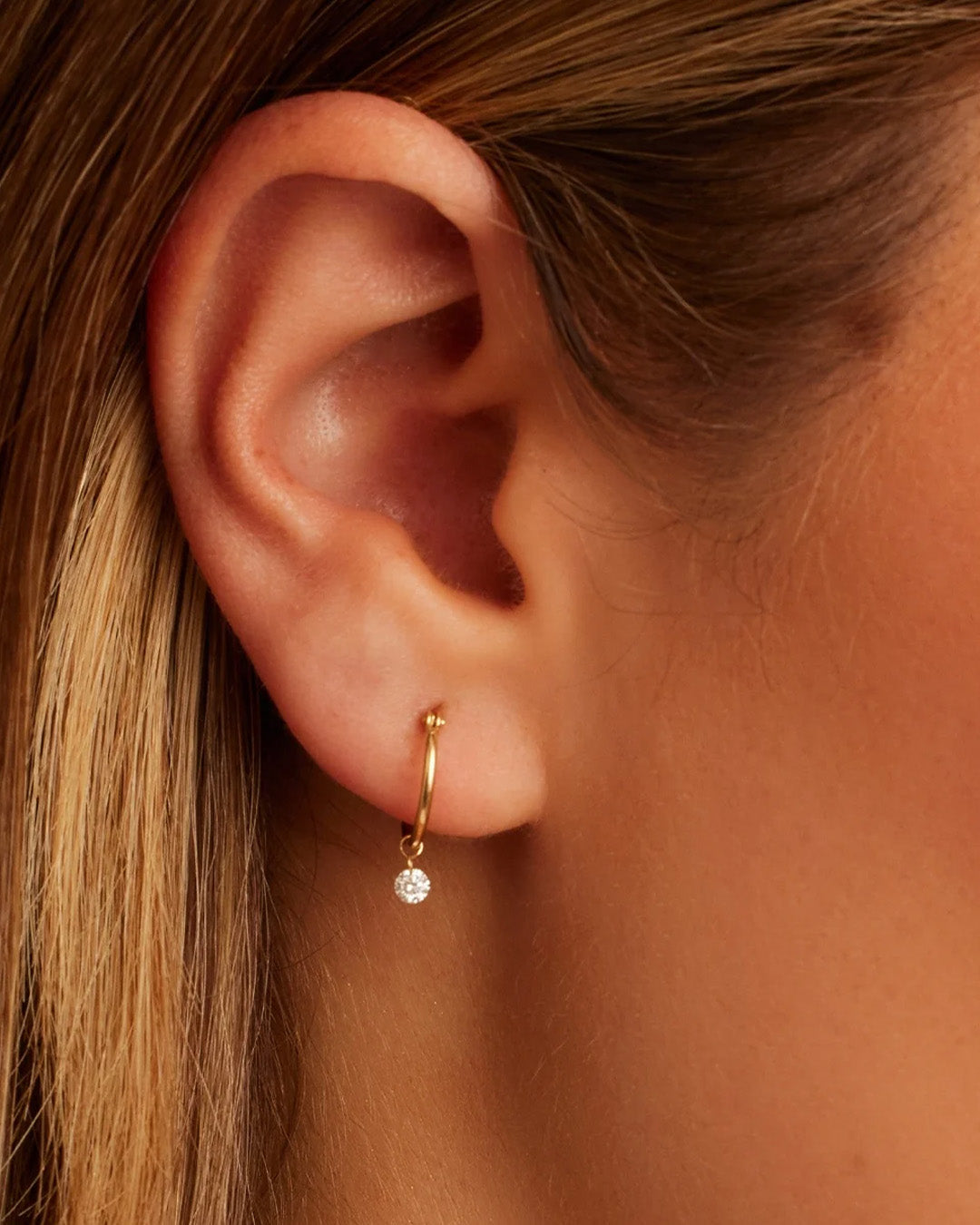 Alternative view of Floating Diamond Single Huggie