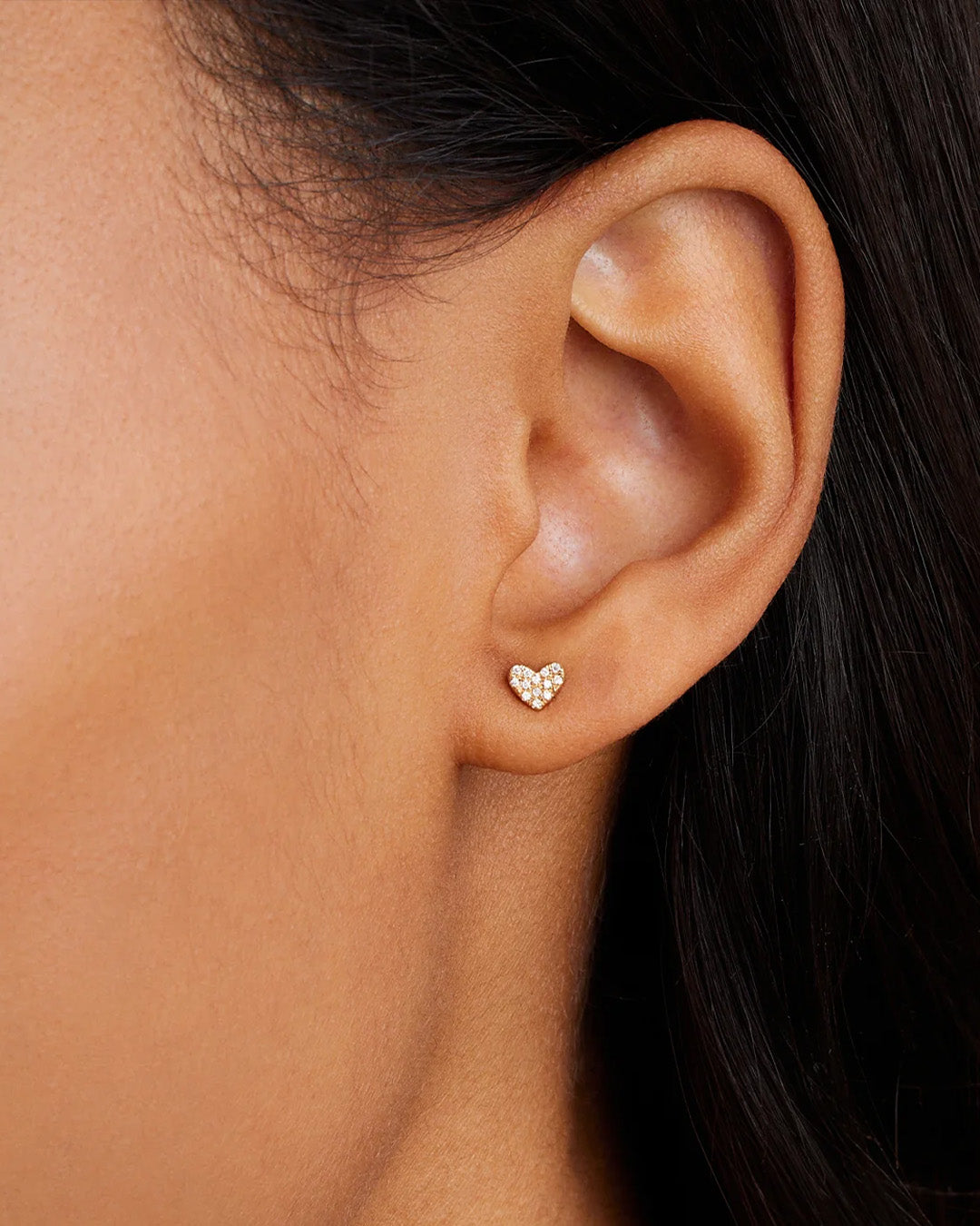 Alternative view of Diamond Pavé Heart Single Stud