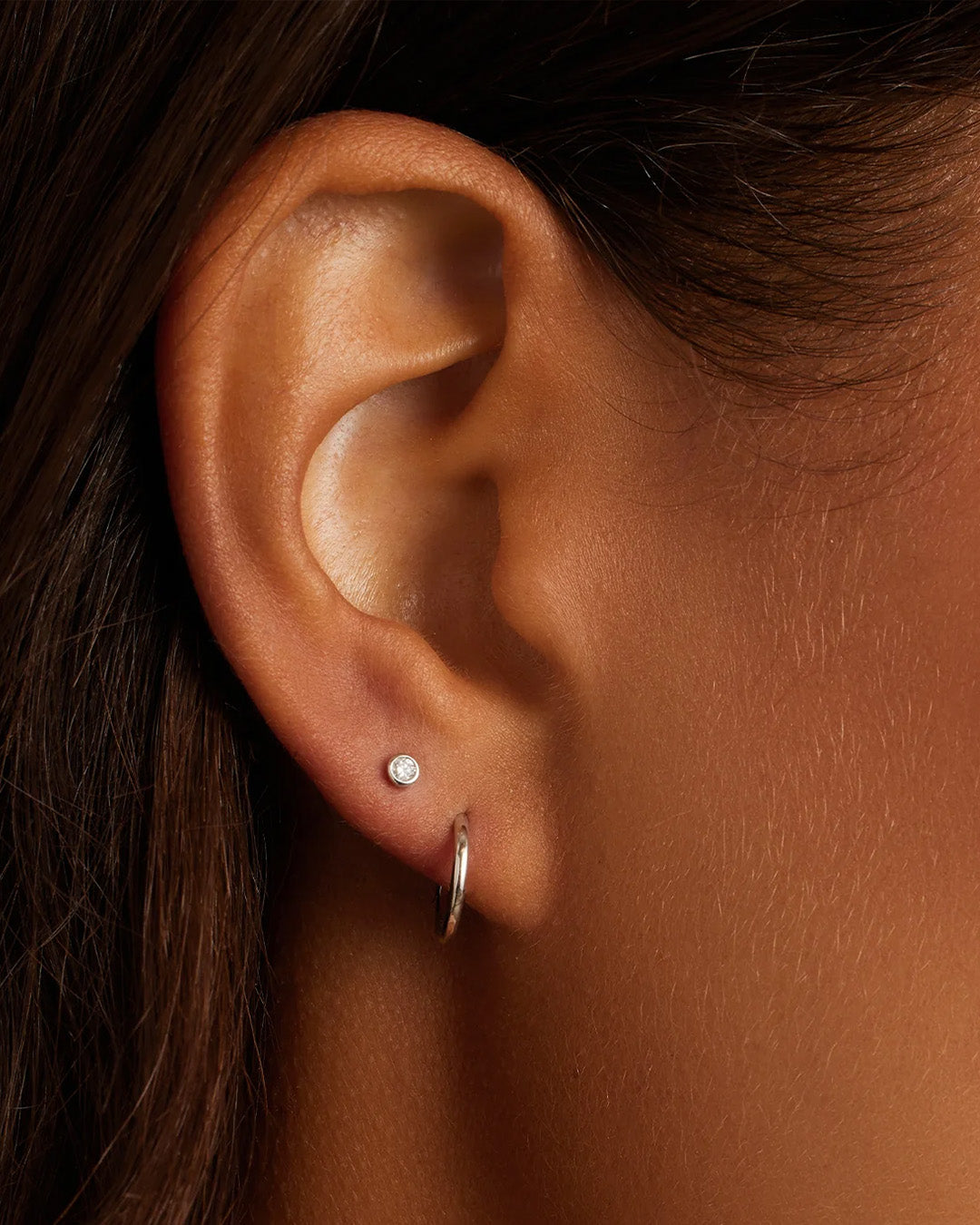 14k White Gold Classic Huggies - Image 9