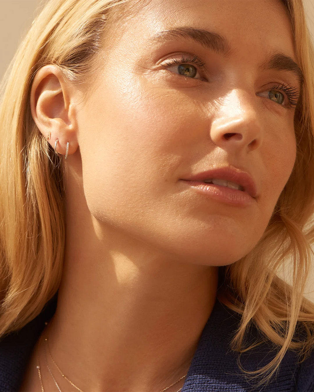 14k White Gold Classic Huggies - Image 7