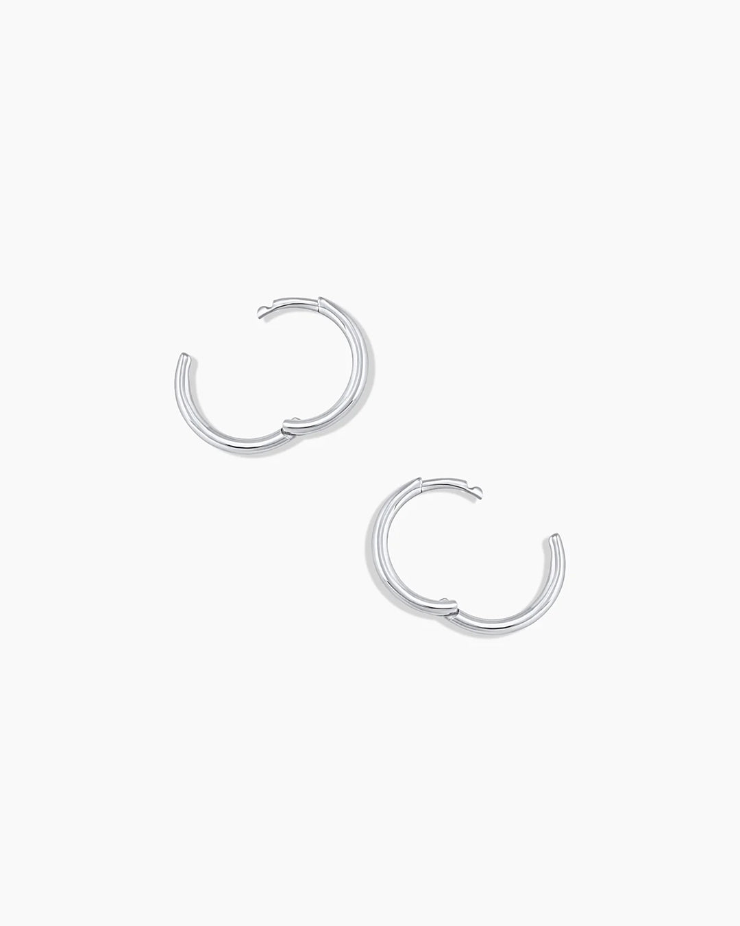 14k White Gold Classic Huggies - Image 11