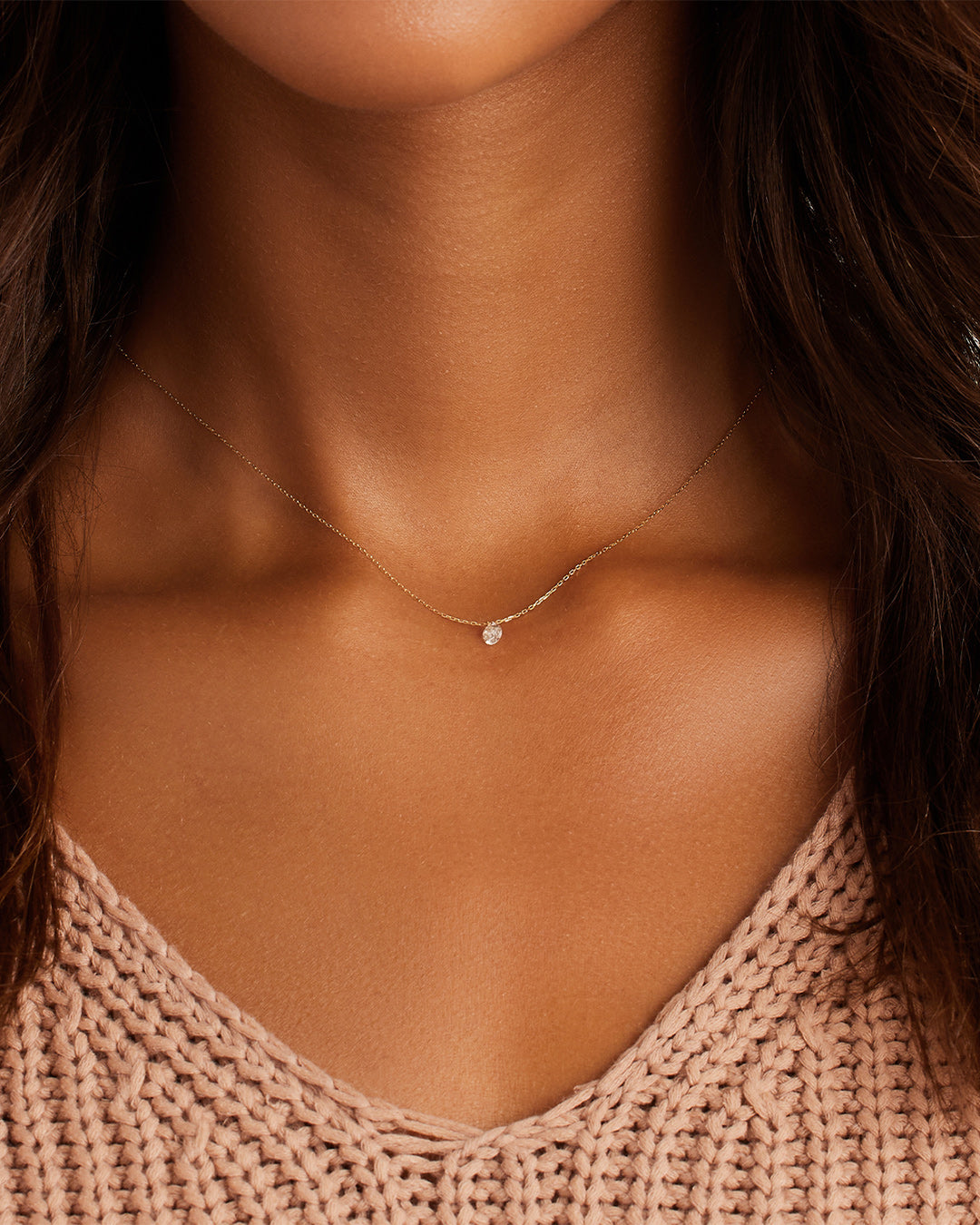 Alternative view of Floating Diamond Statement Necklace