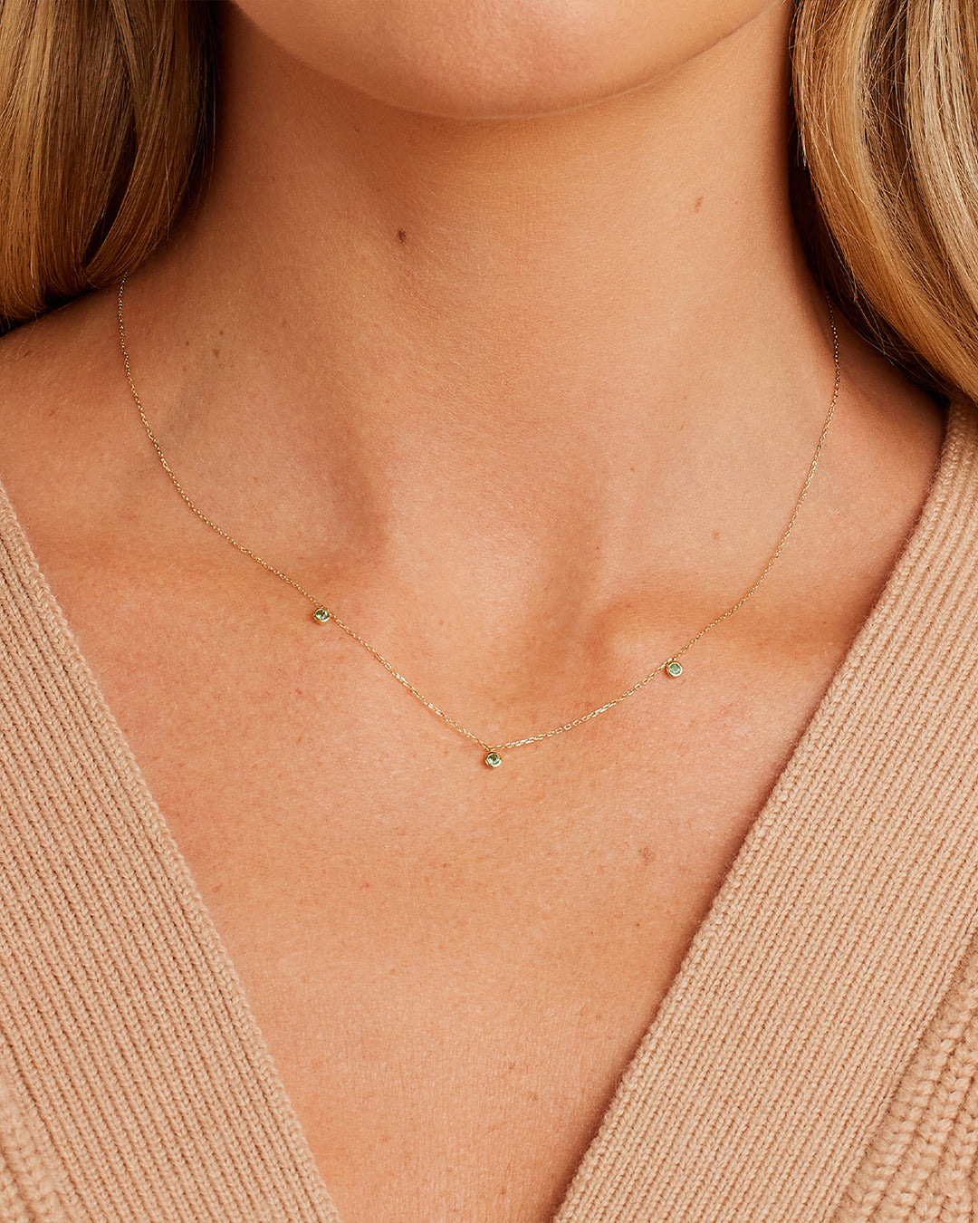 Alternative view of Classic Emerald Trio Necklace