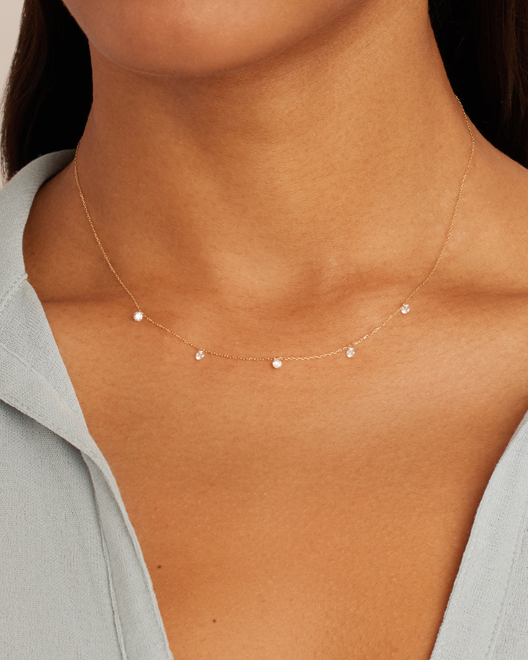 Alternative view of Floating Diamond Flutter Necklace