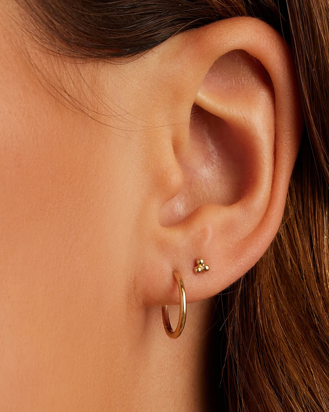 Alternative view of 14k Gold Trio Flat Back Single Stud