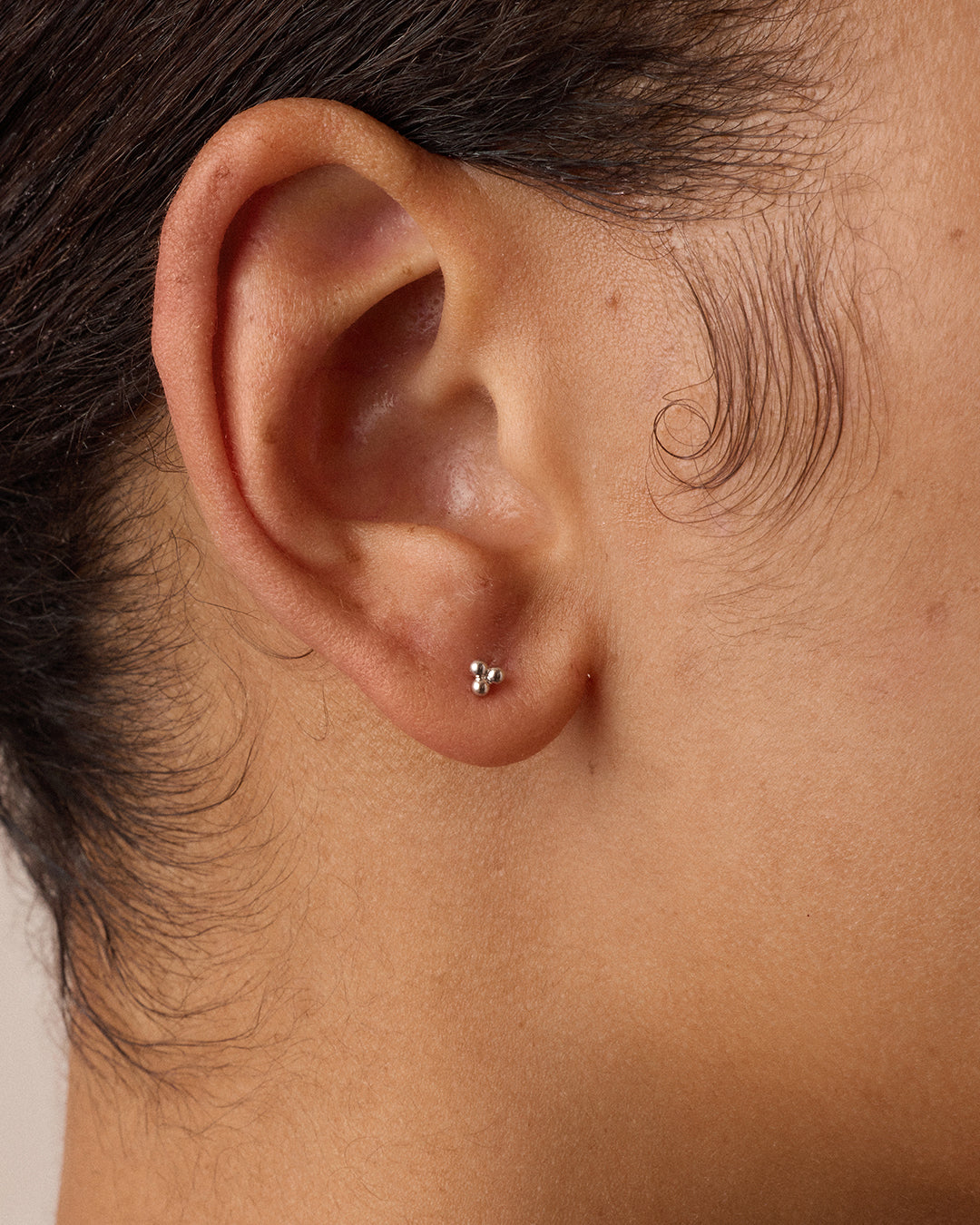 14k Gold Trio Flat Back Single Stud - Image 5