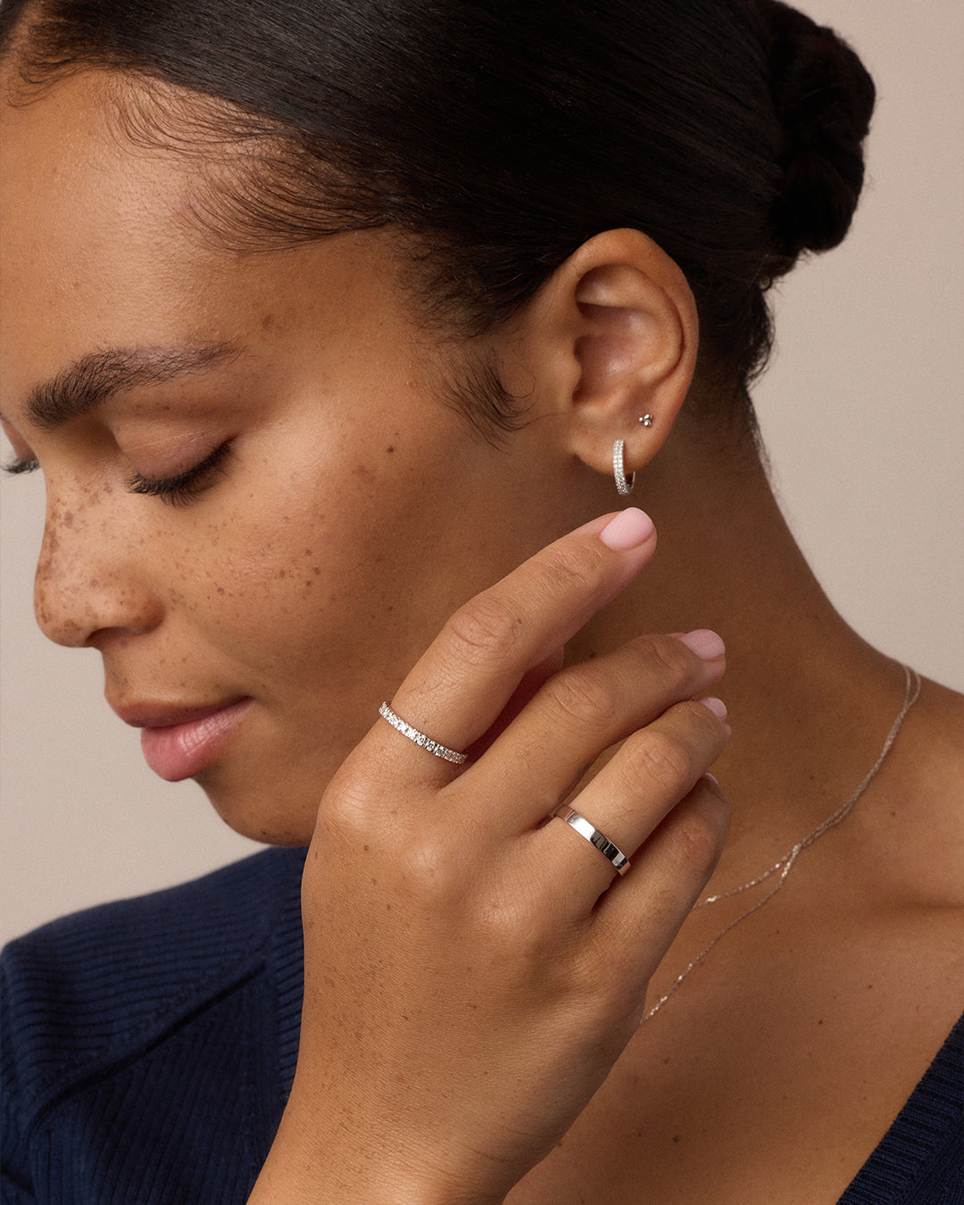 14k Gold Trio Flat Back Single Stud - Image 6