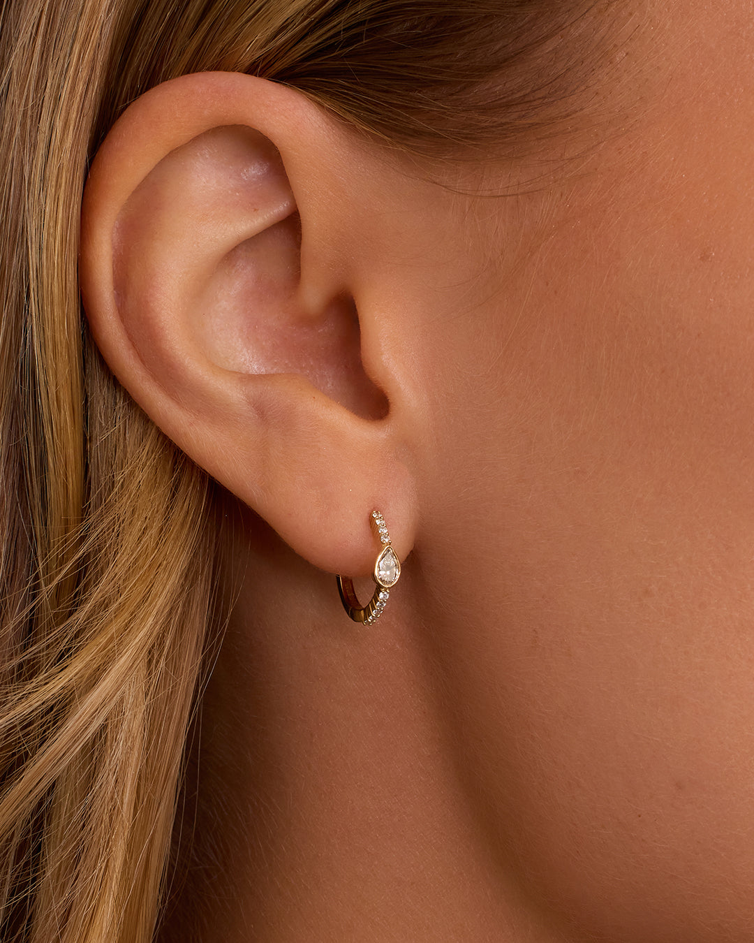 Alternative view of Lab Grown Diamond Pear Single Huggie