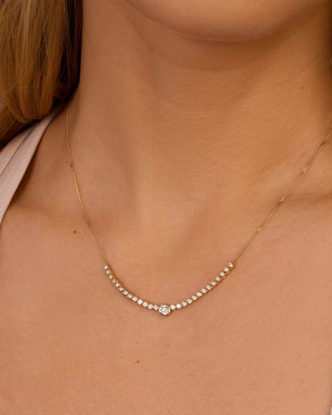 Alternative view of Lab Grown Diamond Circle Row Necklace