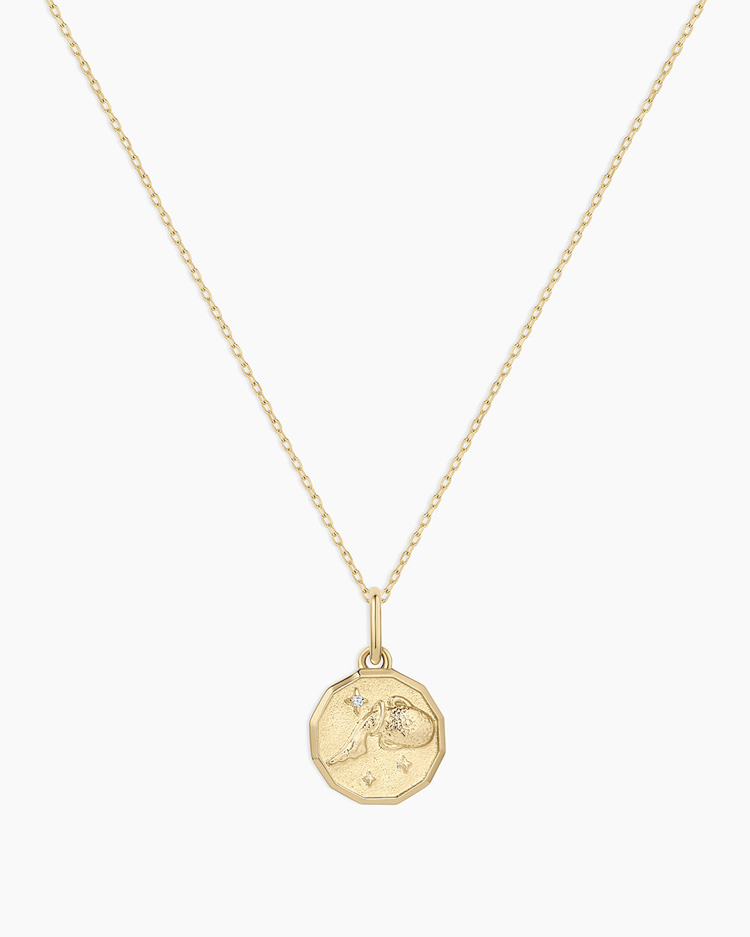 Alternative view of Diamond Zodiac Coin Charm Necklace