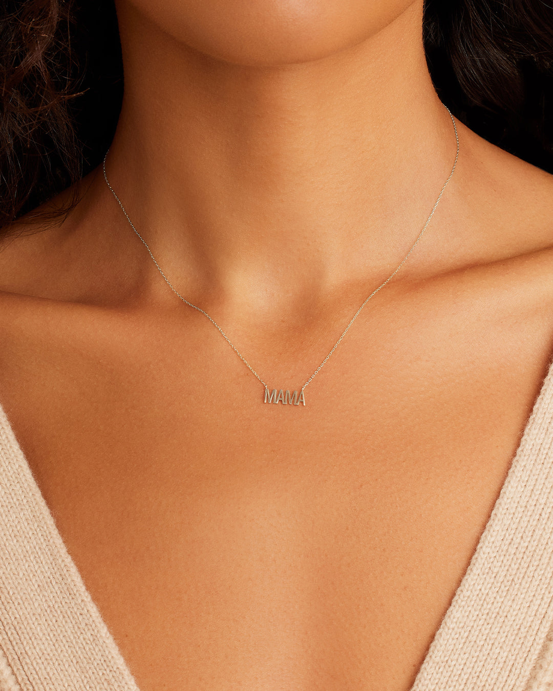 Alternative view of 14k White Gold Mama Necklace