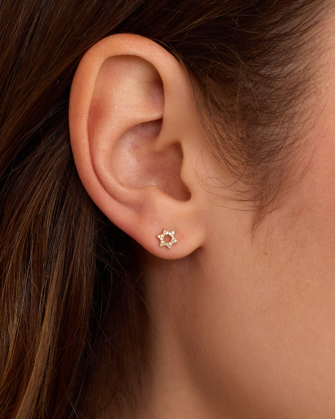 Alternative view of Diamond Star of David Single Stud