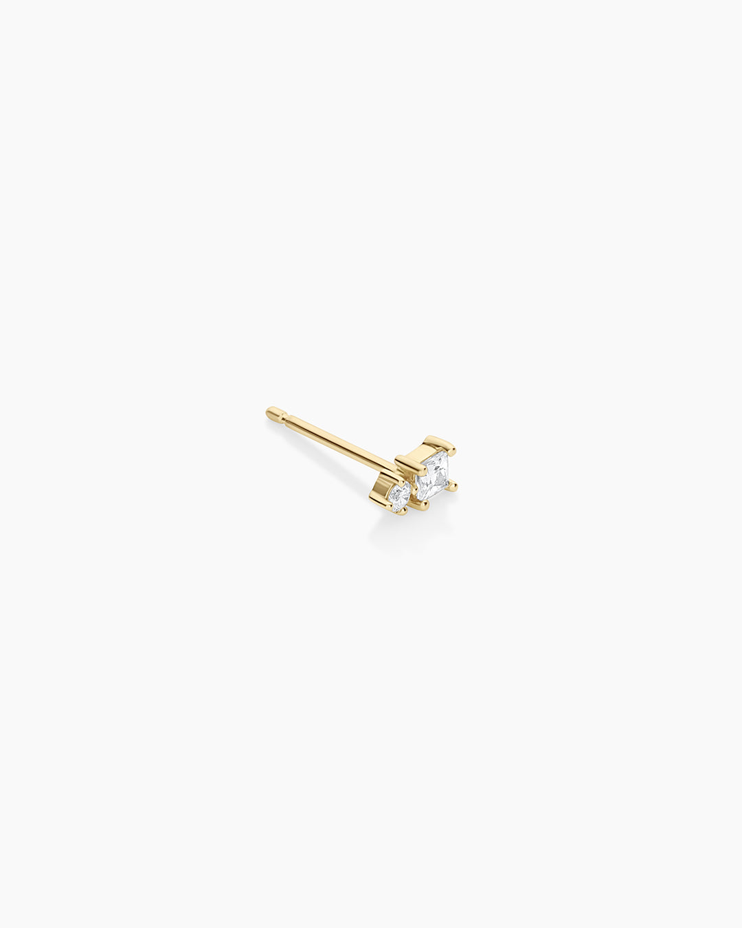 Diamond and White Sapphire Single Stud - Image 4