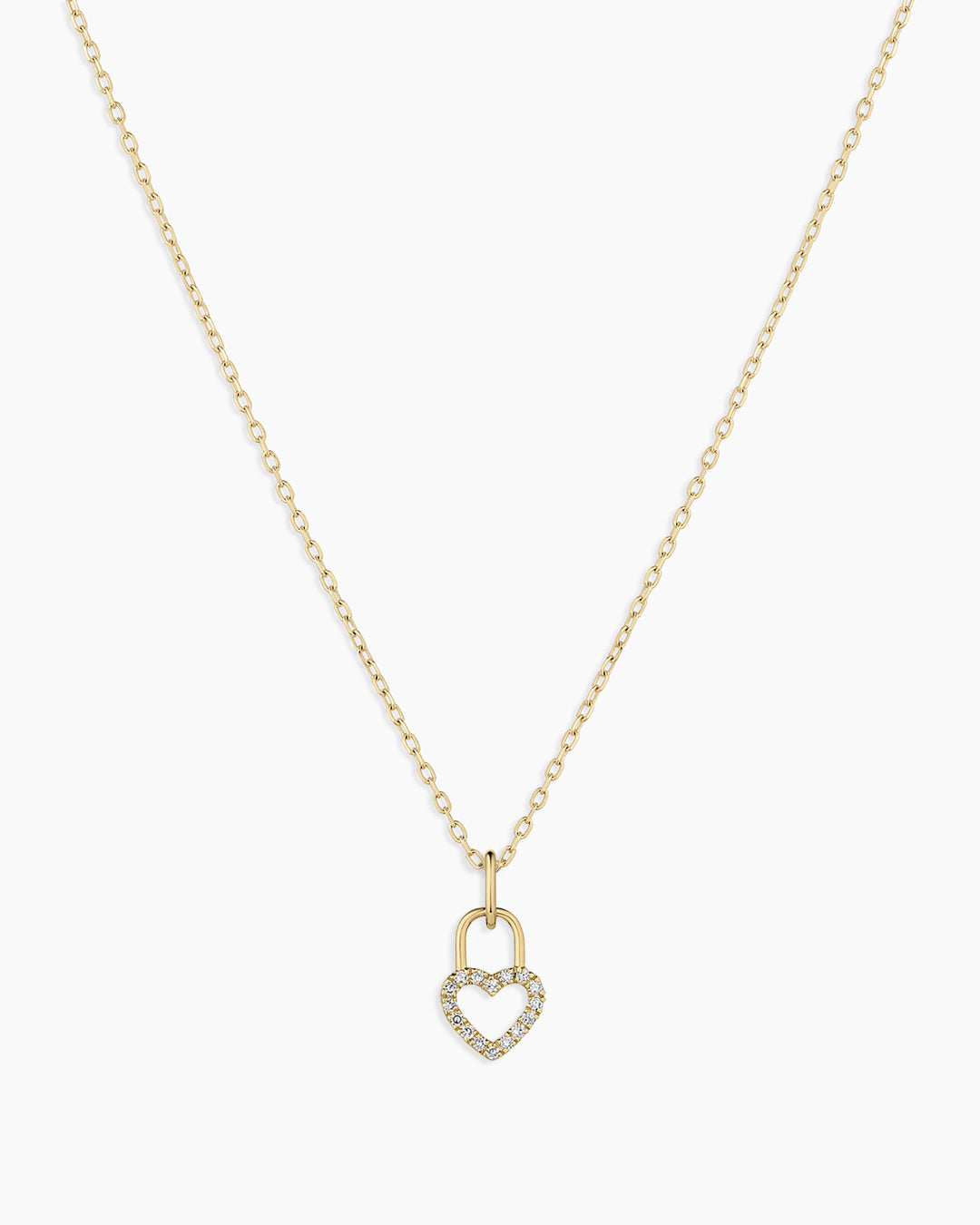 Diamond Heart Padlock Charm Necklace