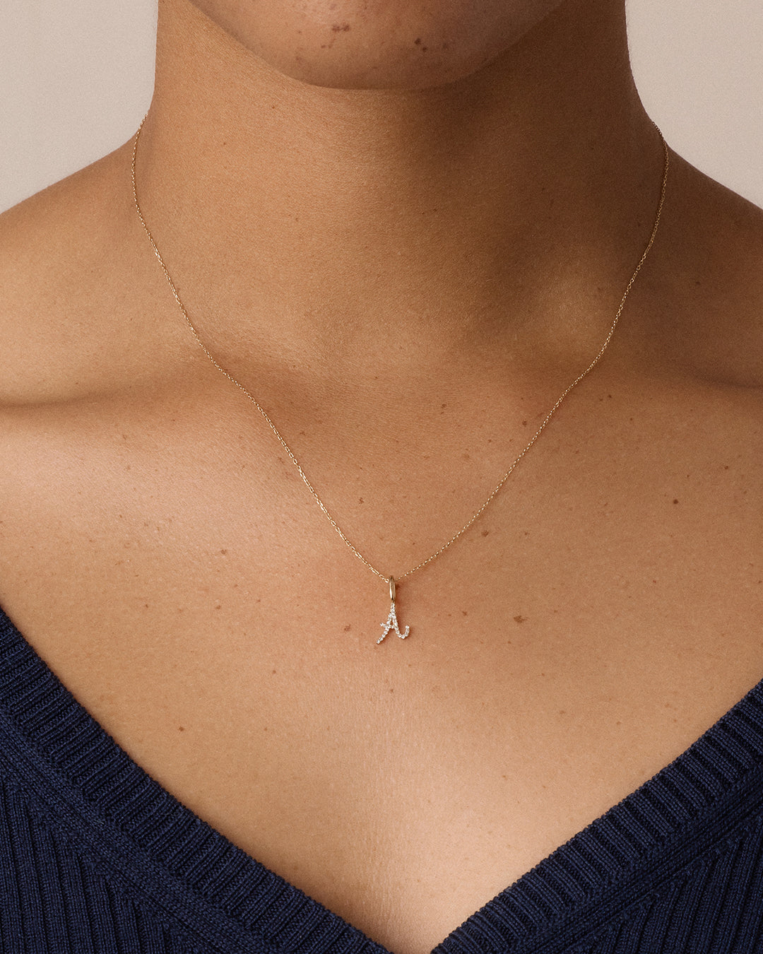 Alternative view of Diamond Script Alphabet Charm