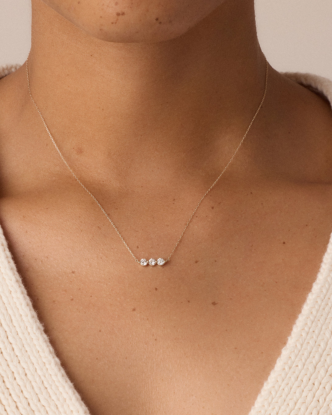 Alternative view of Lab Grown Diamond Halo Row Necklace