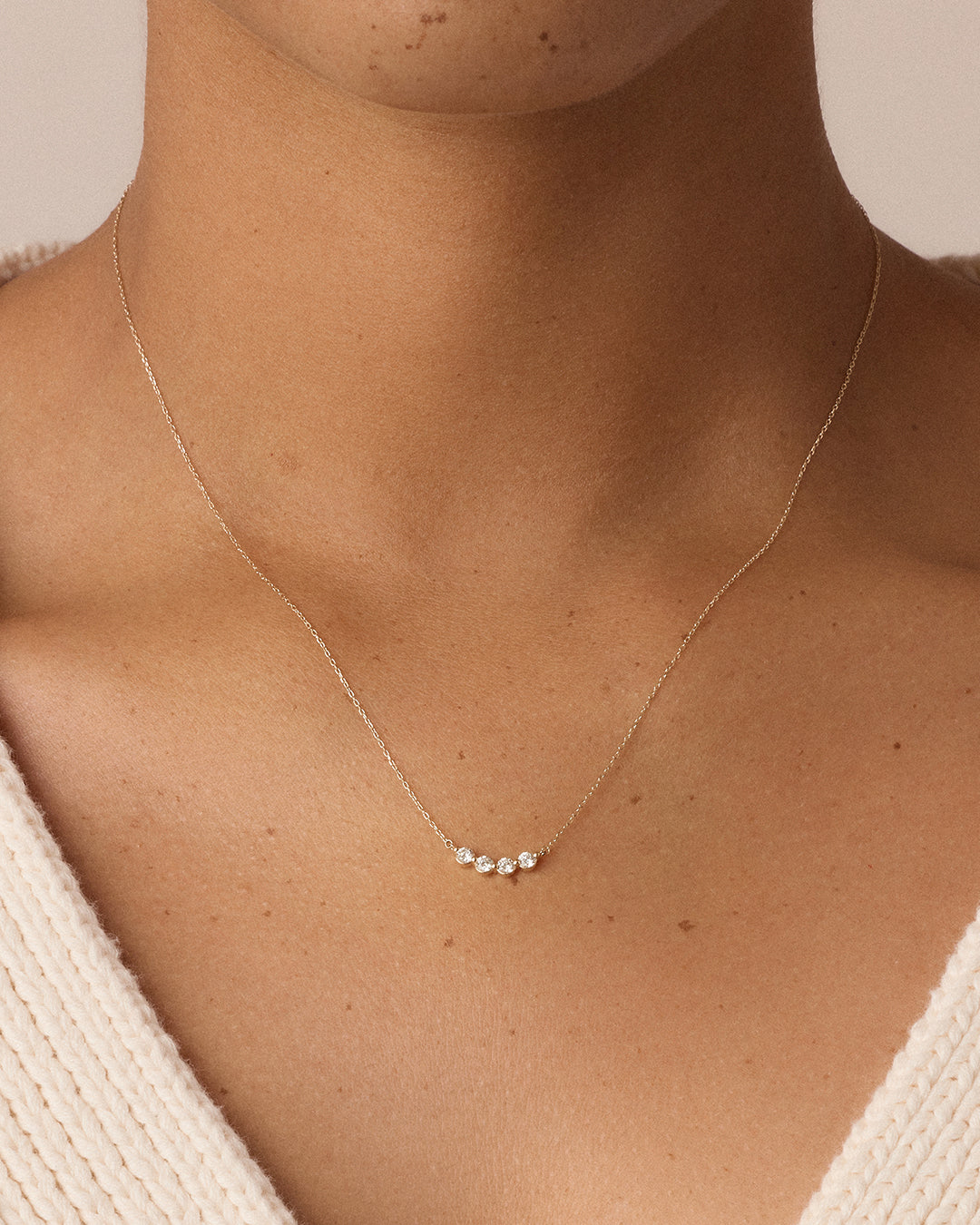 Alternative view of Lab Grown Diamond Halo Cluster Necklace