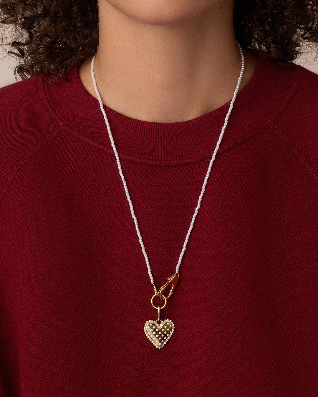 Alternative view of Vintage Heart Dot Charm Necklace