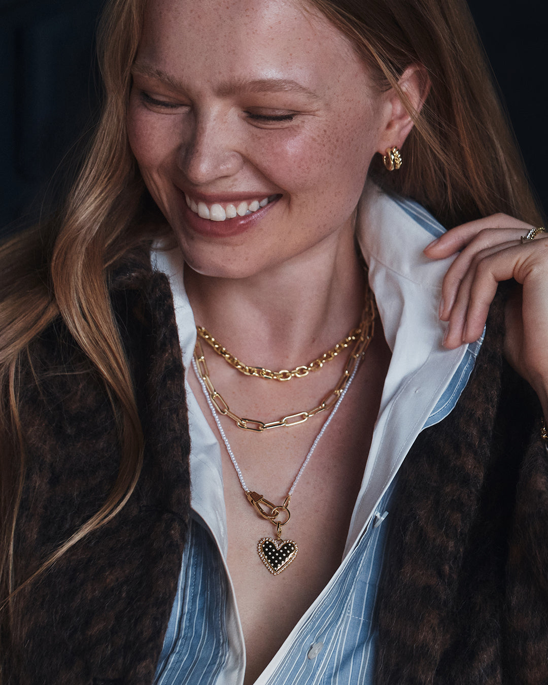 Vintage Heart Dot Charm Necklace - Image 3