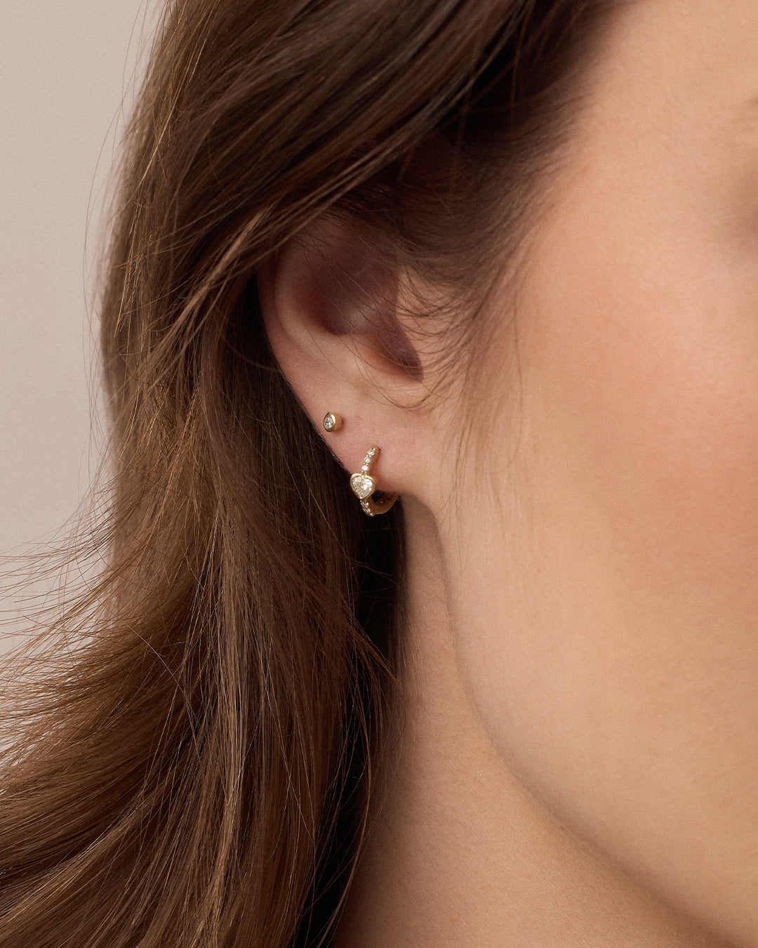 Alternative view of Lab Grown Diamond Heart Huggies