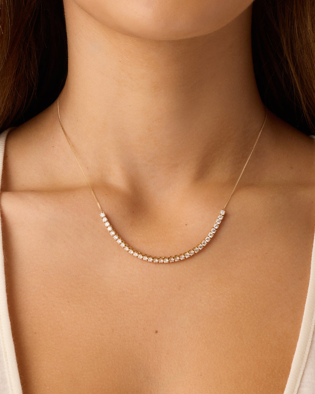 Alternative view of Lab Grown Diamond Tennis Row Necklace