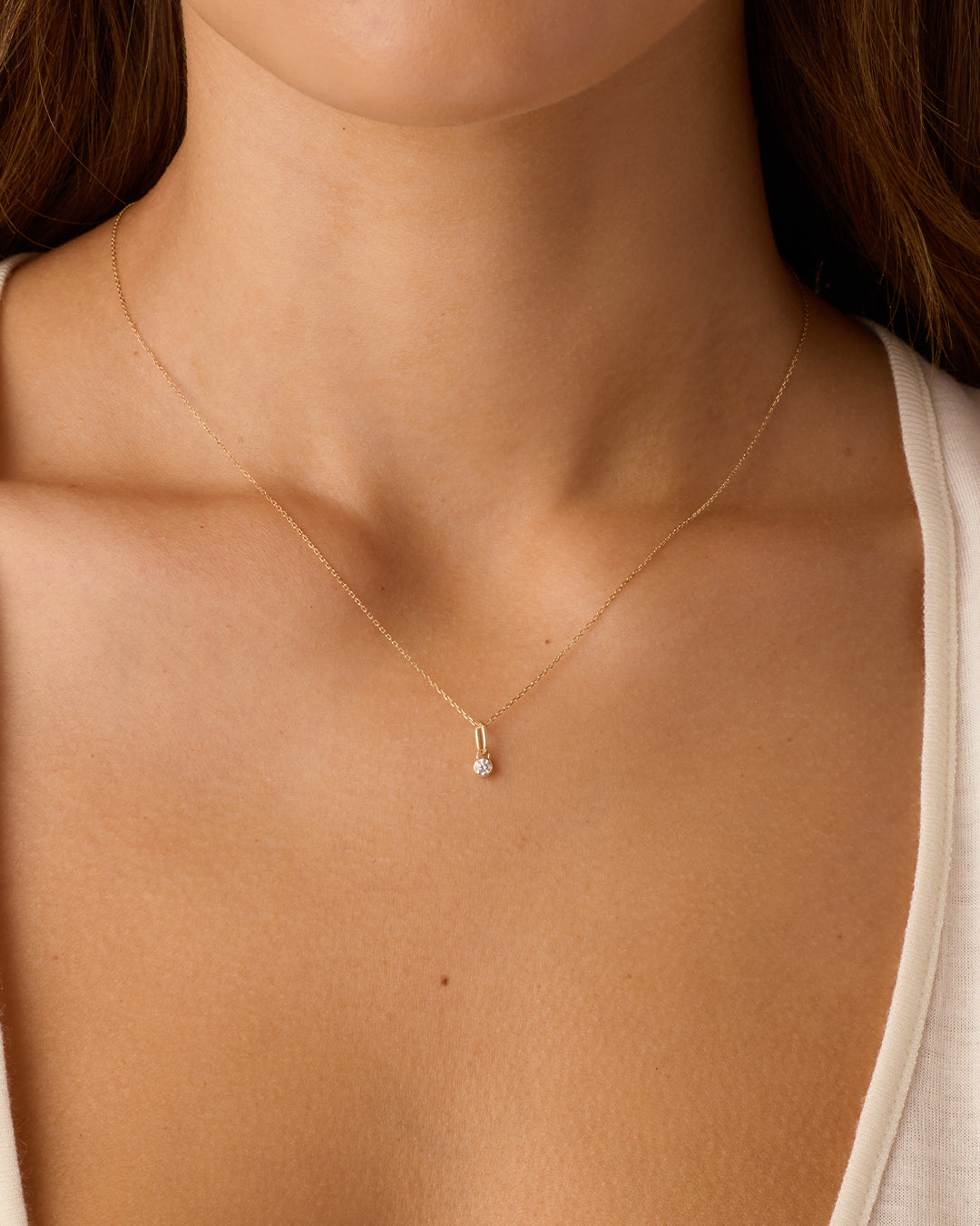 Alternative view of Lab Grown Diamond Halo Charm Necklace