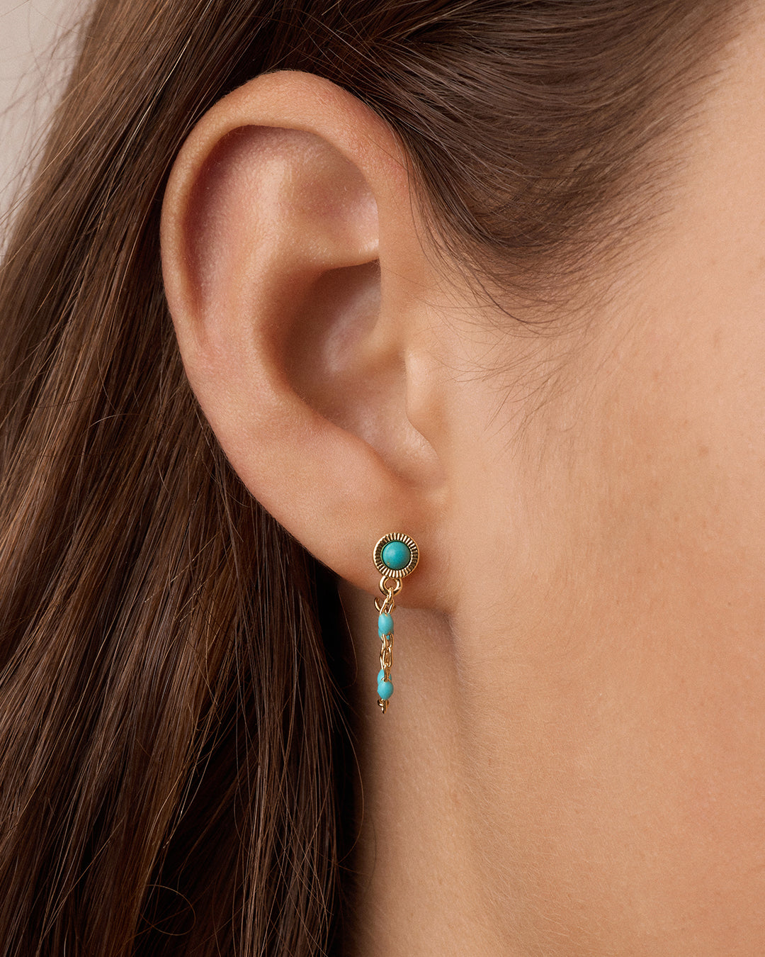 Alternative view of Turquoise Capri Chain Huggies