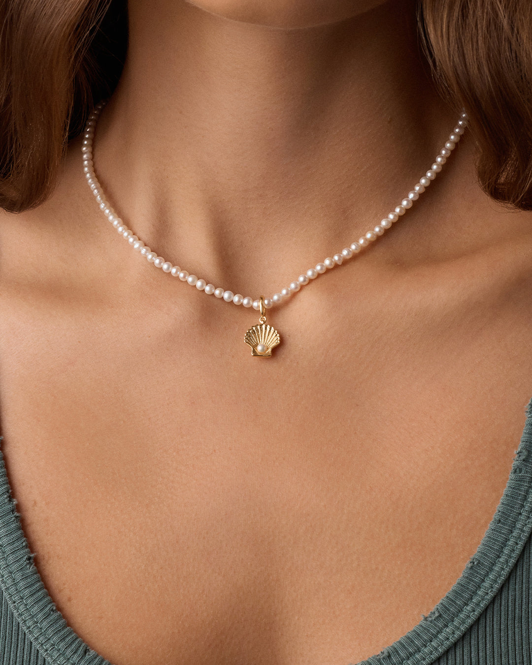 Alternative view of Shell Pearl Charm Necklace