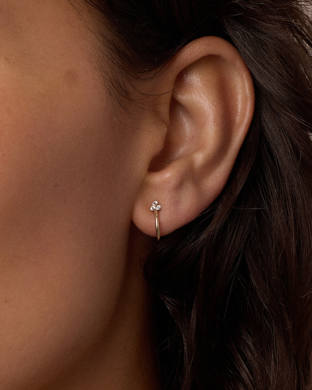 Alternative view of White Sapphire Bali Stud Huggies