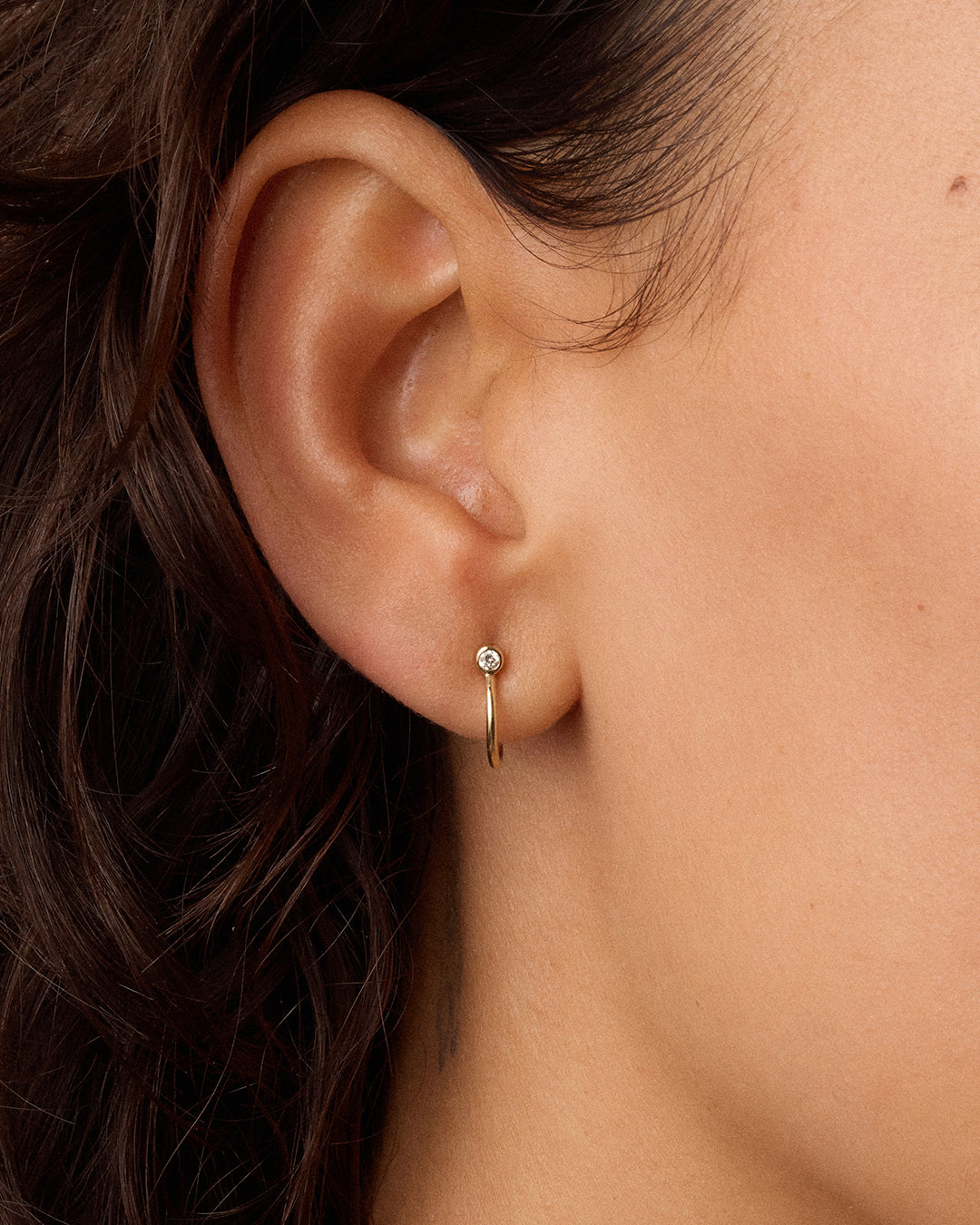 Alternative view of Lab Grown Diamond Circle Stud Single Huggie