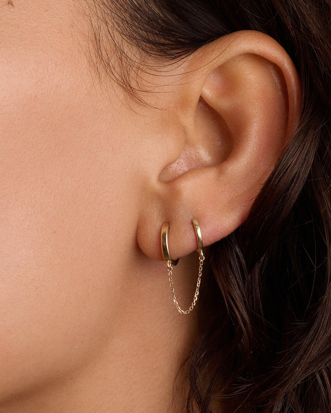 Alternative view of 14k Gold Rose Double Huggie