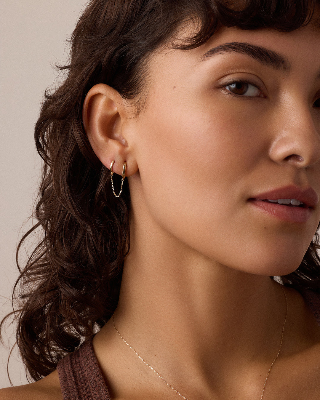 14k Gold Rose Double Huggie - Image 3