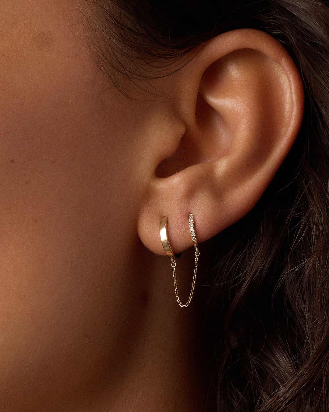 Alternative view of Diamond Double Huggie