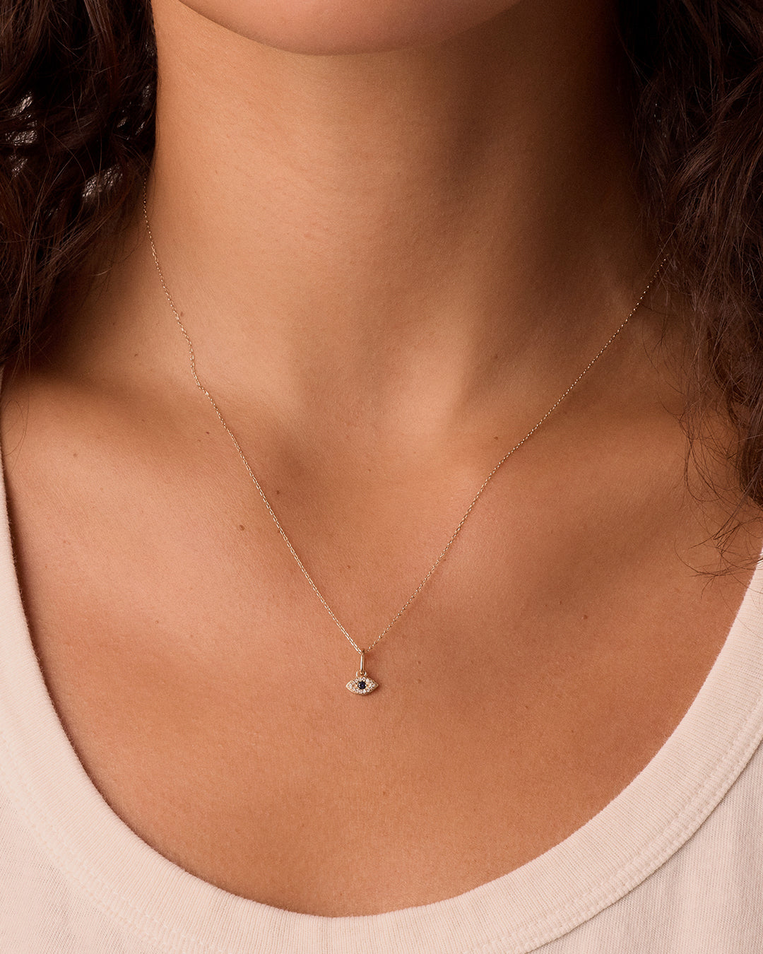 Alternative view of Diamond and Blue Sapphire Evil Eye Charm