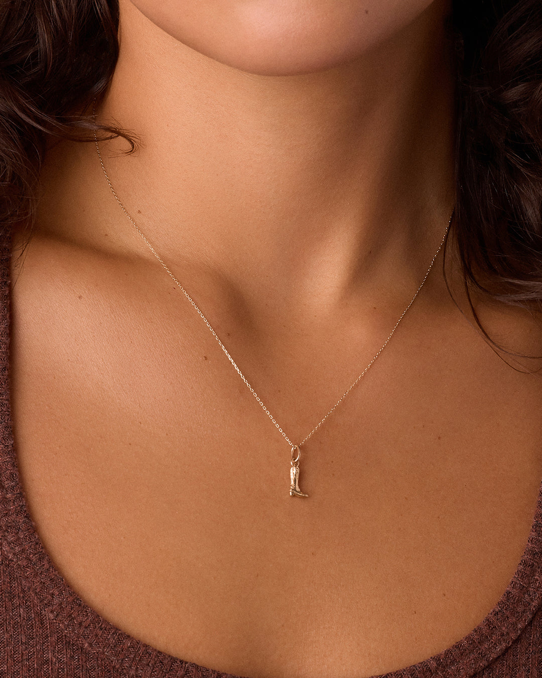 Alternative view of 14k Gold Cowboy Boot Charm Necklace