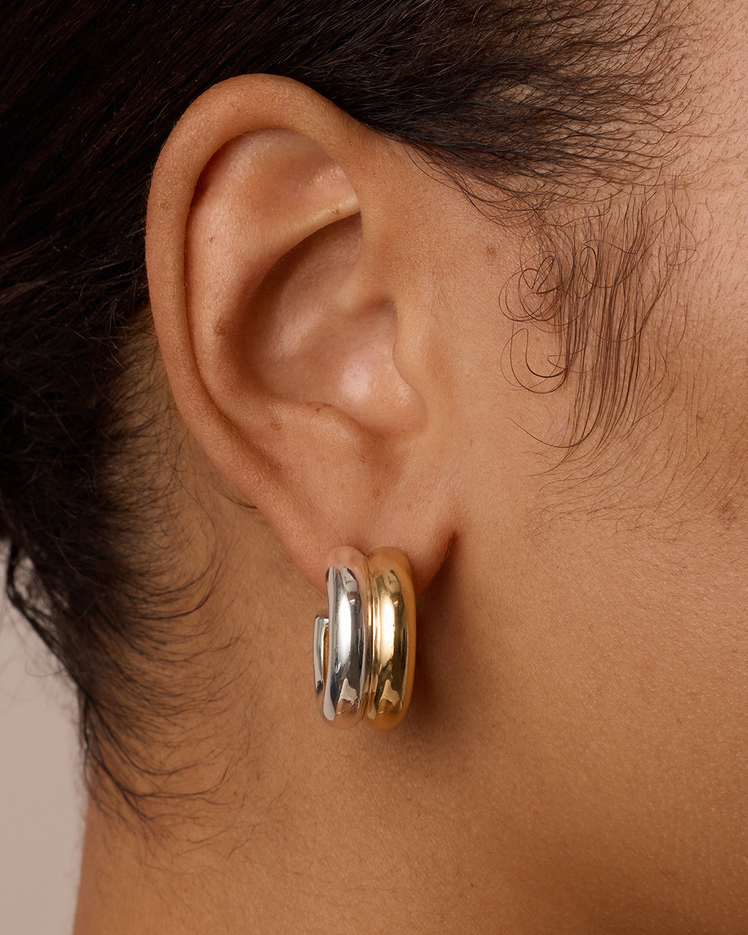 Alternative view of Lou Mixed Stacked Hoops