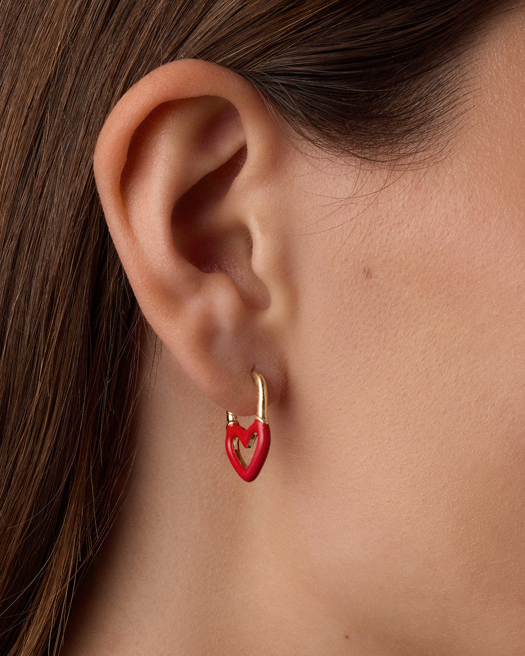 Alternative view of Open Heart Enamel Padlock Huggies