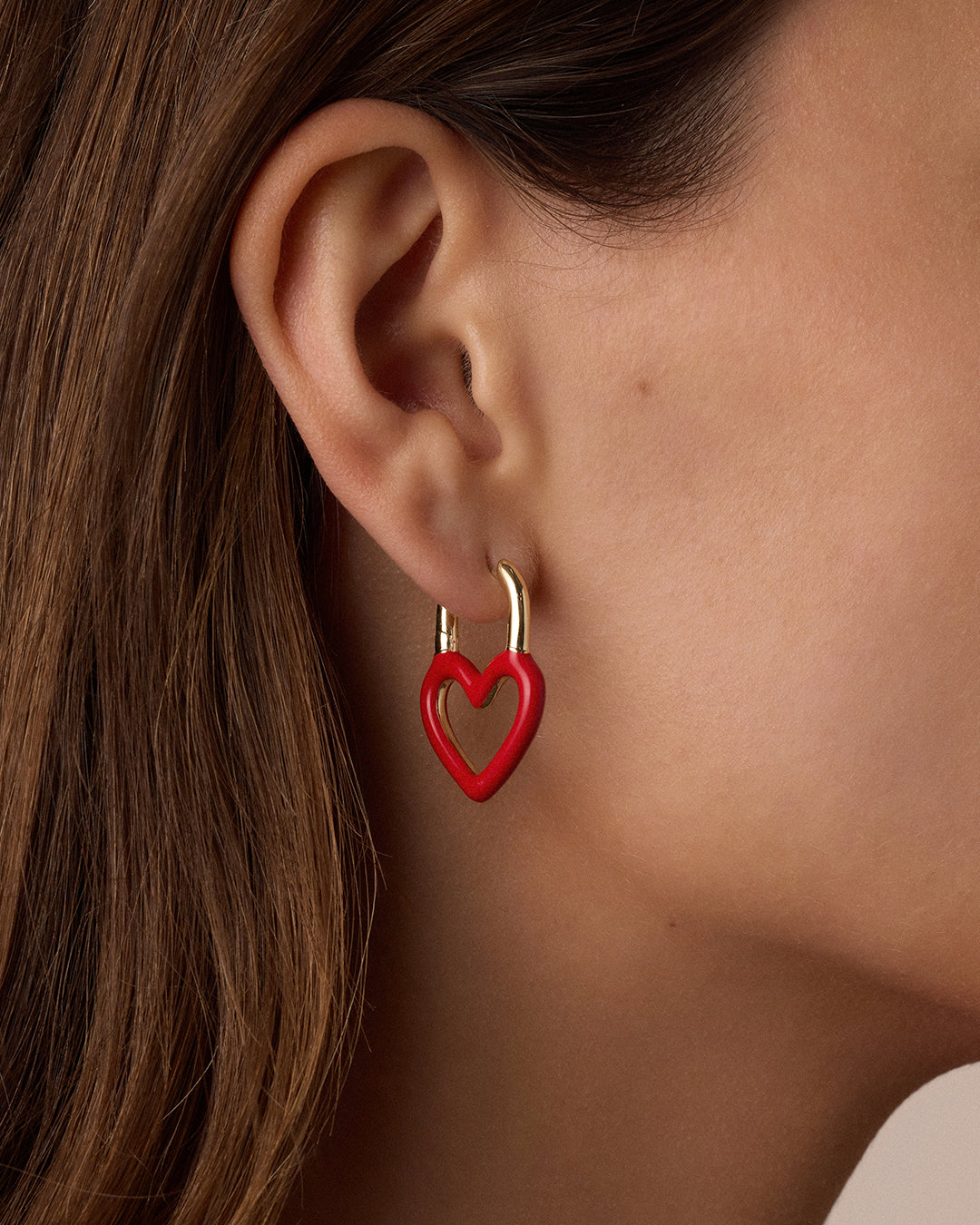 Alternative view of Open Heart Enamel Padlock Hoops
