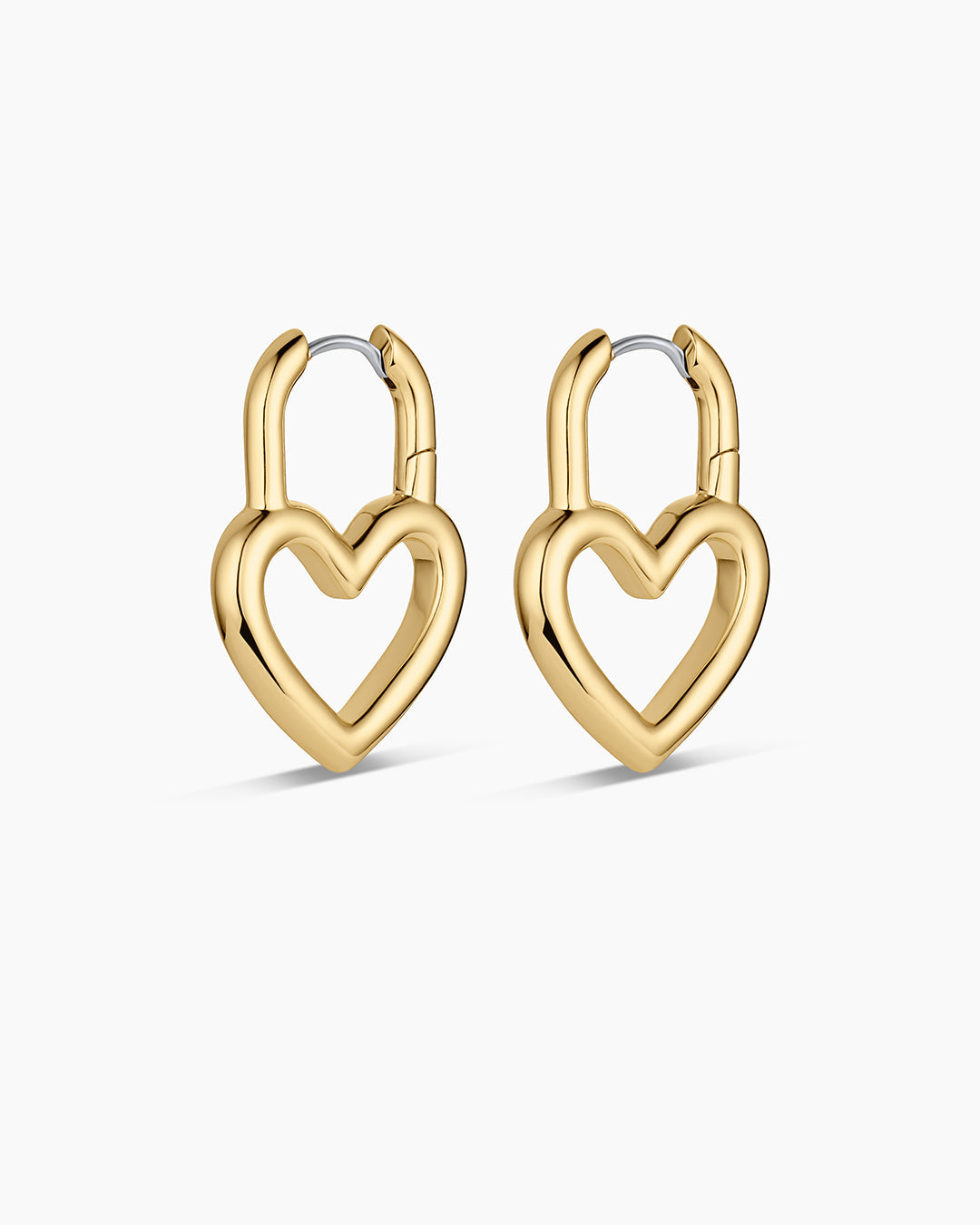 Open Heart Padlock Hoops