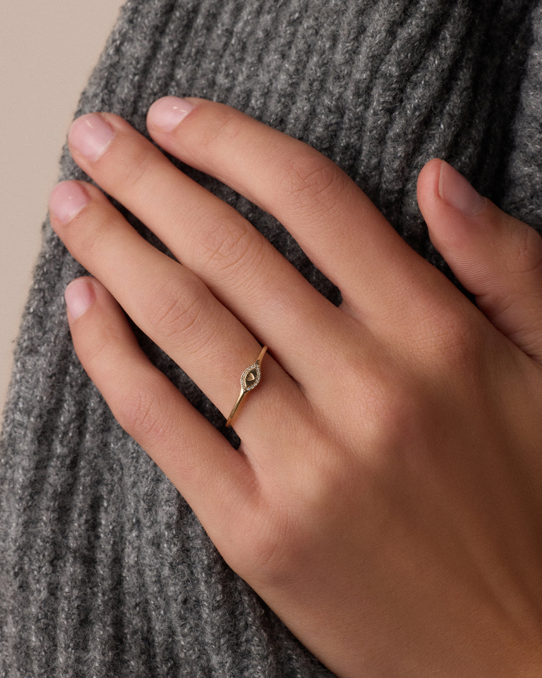 Alternative view of Diamond Love Signet Ring