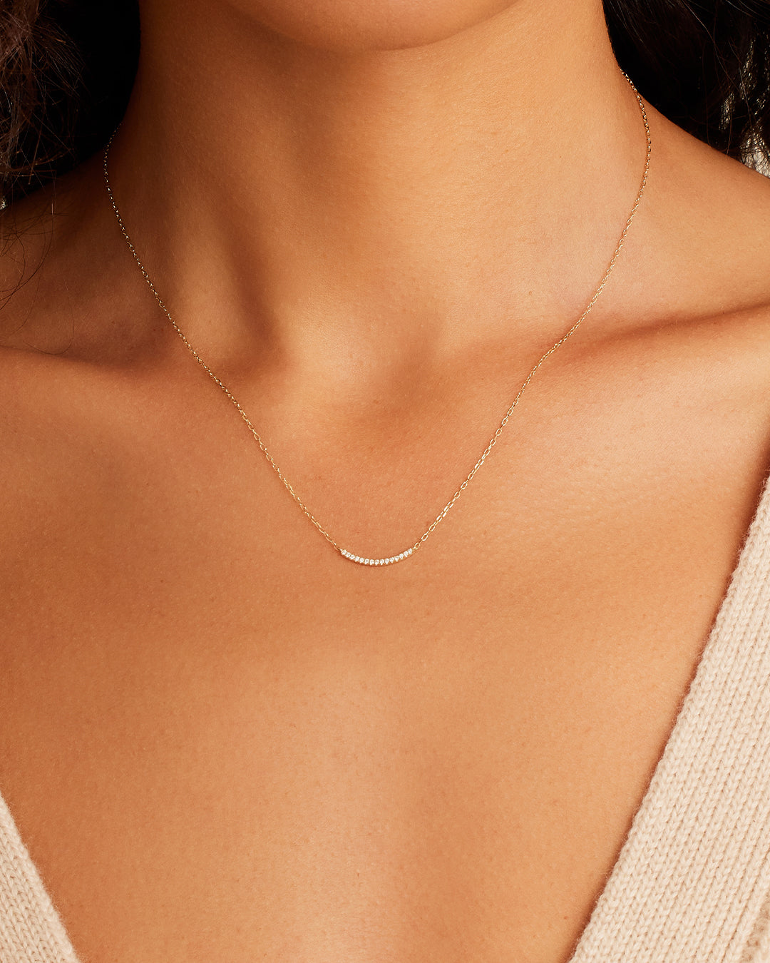 Alternative view of Diamond Taner Bar Mini Necklace