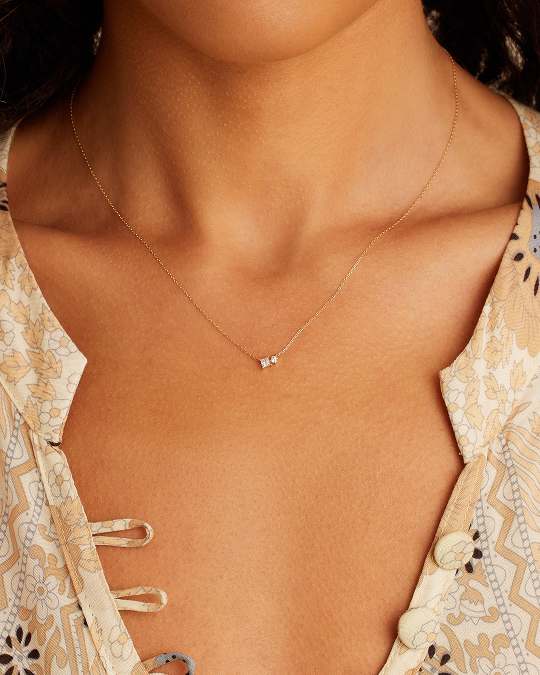 Alternative view of Diamond and White Sapphire Necklace