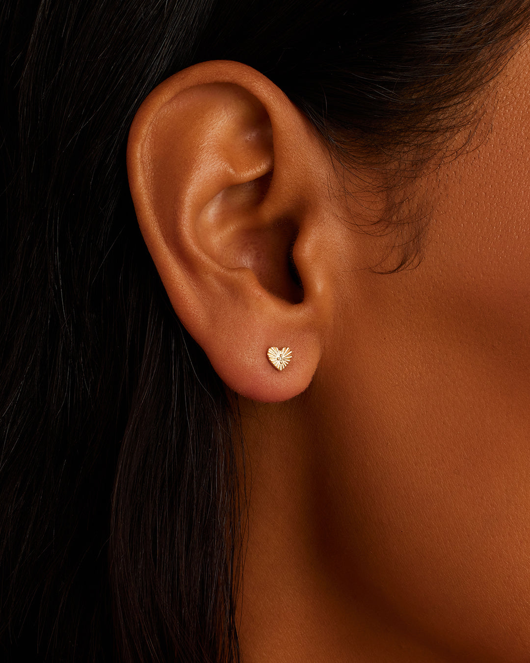 Alternative view of Diamond Vintage Heart Studs