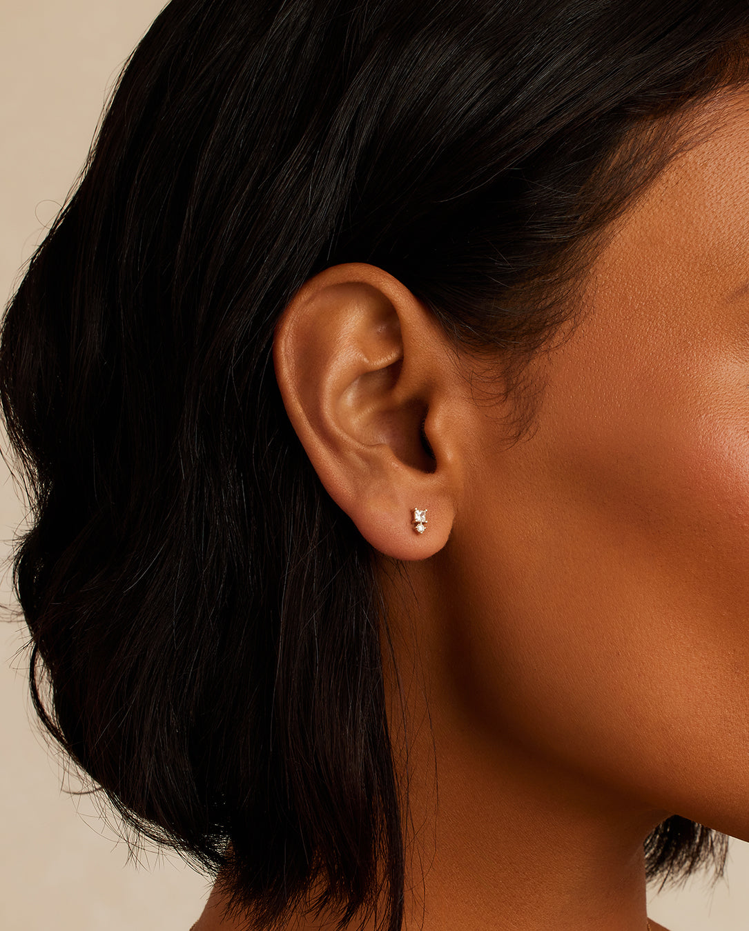 Alternative view of Diamond and White Sapphire Studs