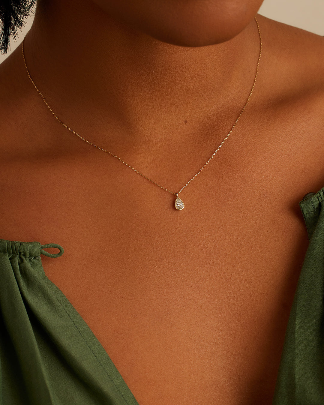 Alternative view of Classic Diamond Pear Necklace