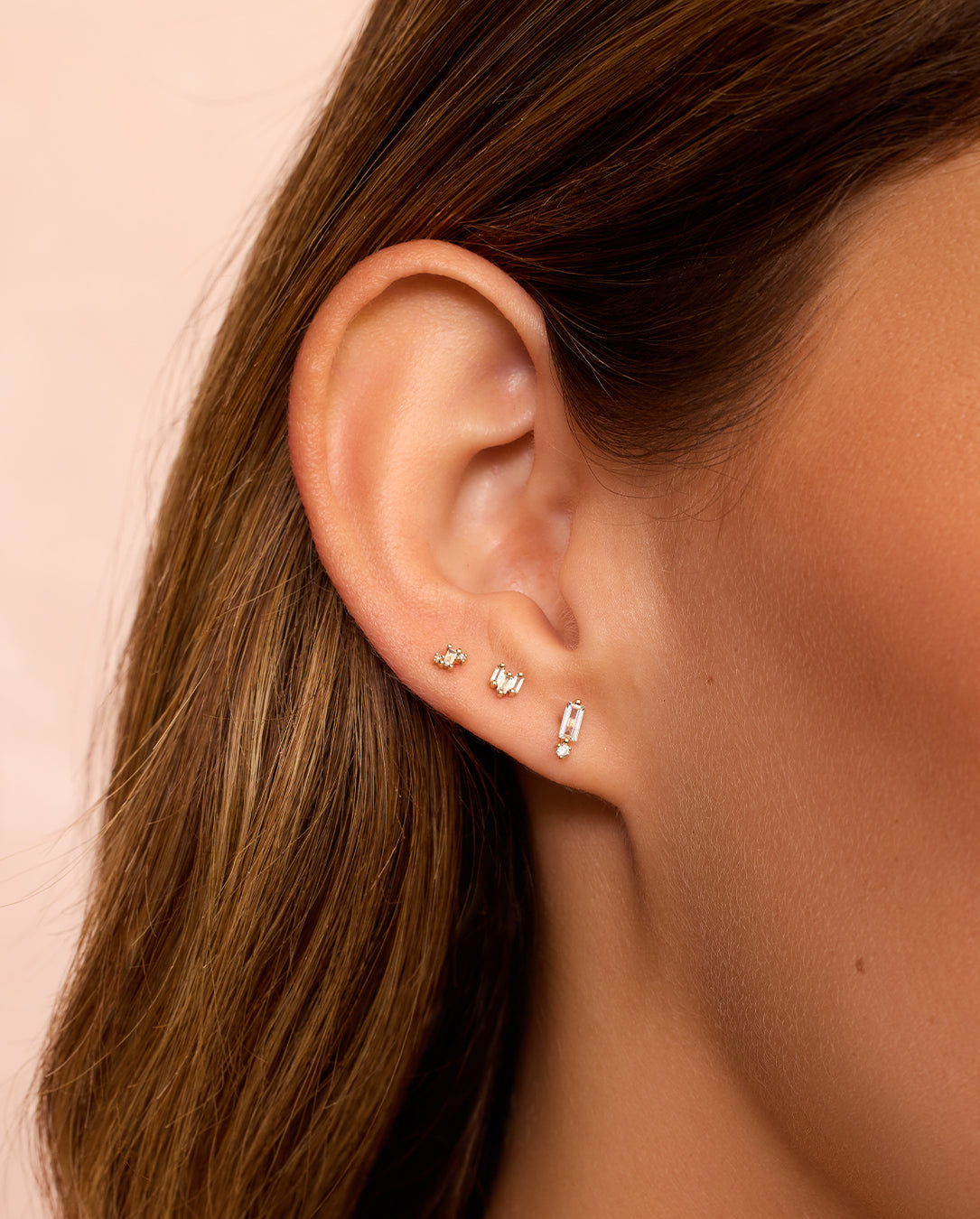 Alternative view of White Sapphire Amara Trio Studs