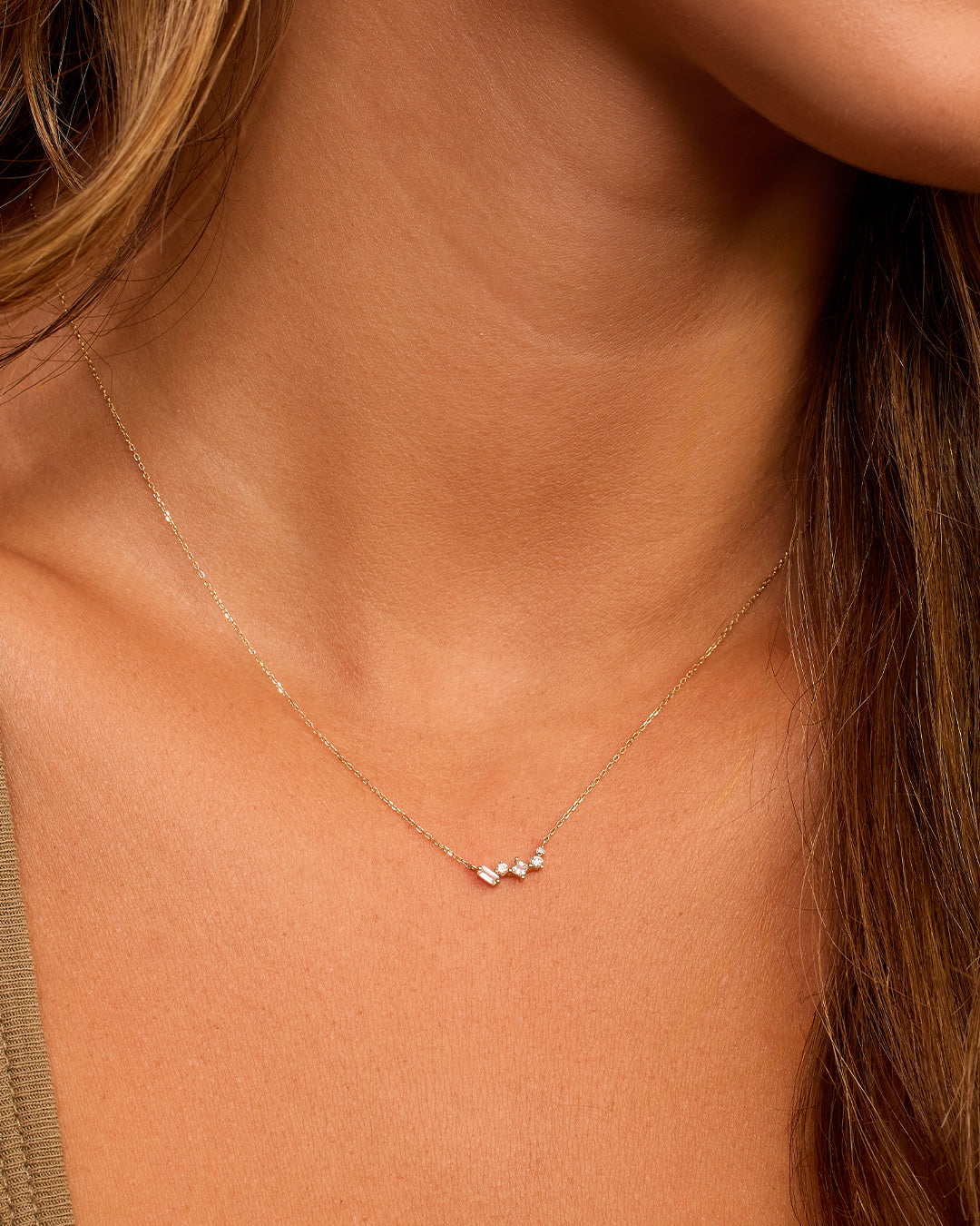 Alternative view of Diamond and White Sapphire Amara Cluster Necklace