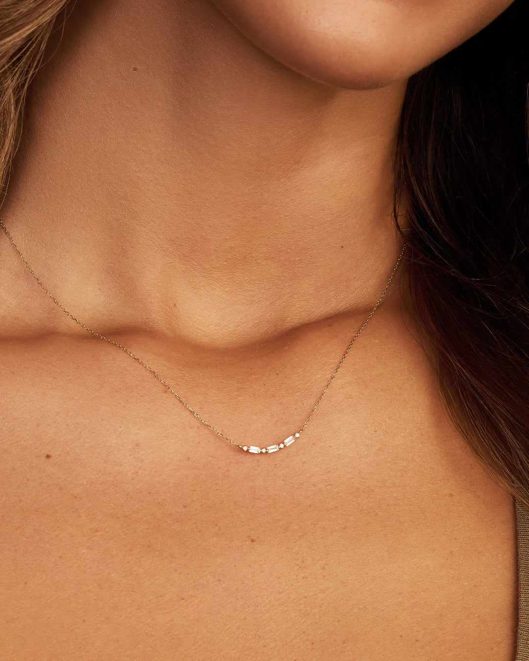 Alternative view of Diamond and White Sapphire Amara Row Necklace