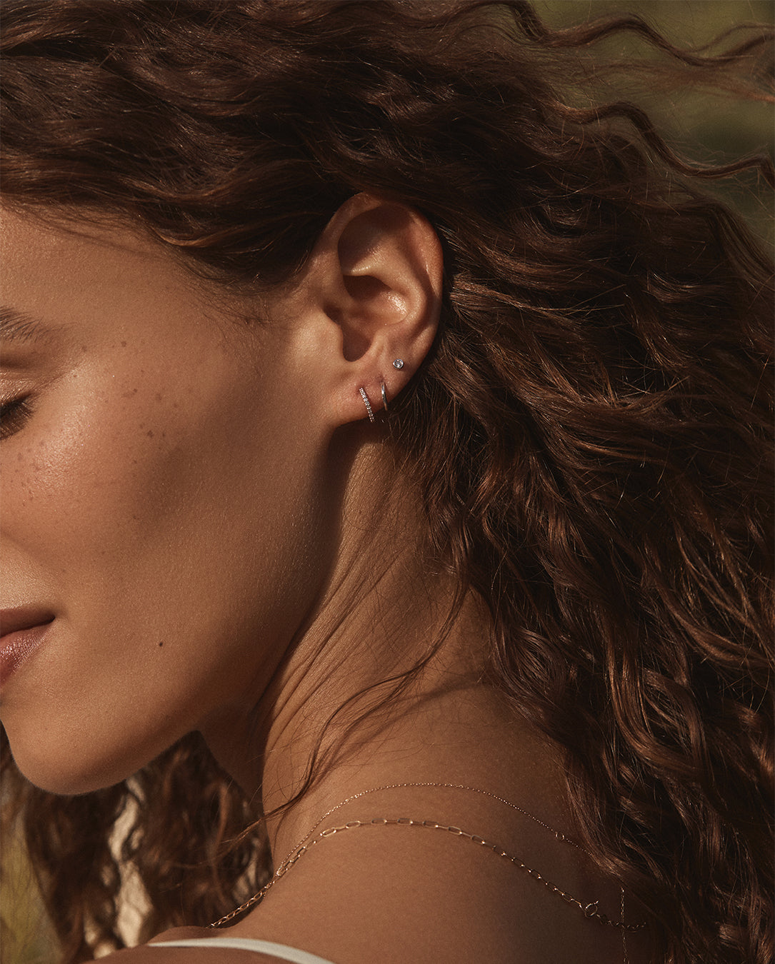 14k White Gold Classic Huggies - Image 3