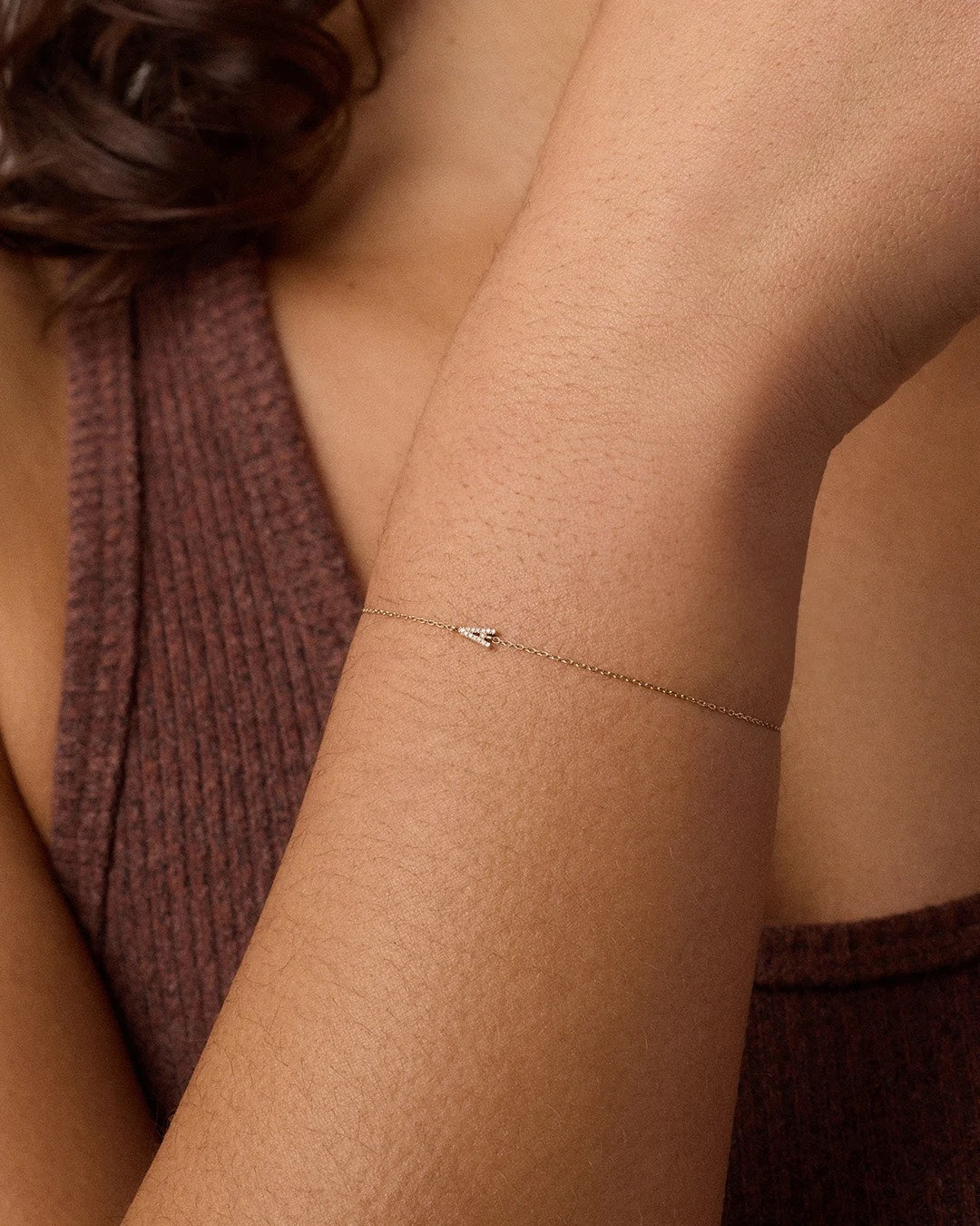 Alternative view of Diamond Pavé Alphabet Bracelet